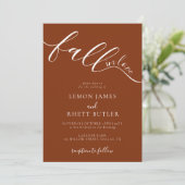 Elegant Rustic Calligraphy Herfst in Love Wedding Kaart (Staand voorkant)