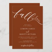 Elegant Rustic Calligraphy Herfst in Love Wedding Kaart (Voorkant / Achterkant)