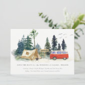 Elegant Rustic Camping Waterverf Pine Forest Save The Date (Staand voorkant)