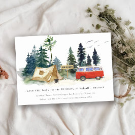 Elegant Rustic Camping Waterverf Pine Forest Save The Date