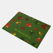 Elegant Rustic Canadian Maple Leaf on Green Deurmat (Schuin)