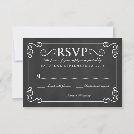 Elegant Rustic Chalkboard Wedding RSVP (Voorkant)