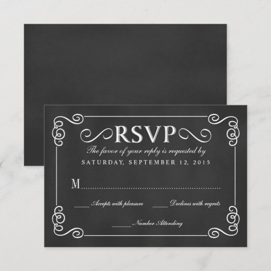 Elegant Rustic Chalkboard Wedding RSVP (Voorkant / Achterkant)