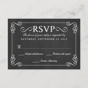 Elegant Rustic Chalkboard Wedding RSVP Kaartje