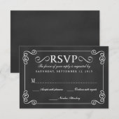 Elegant Rustic Chalkboard Wedding RSVP Kaartje (Voorkant / Achterkant)