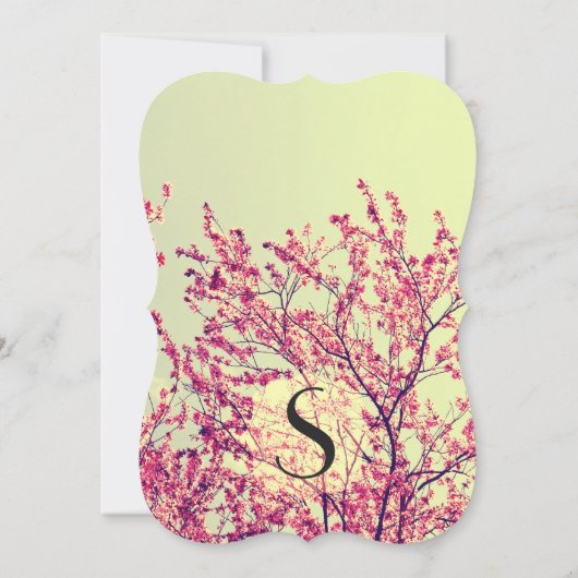 Elegant & Rustic Cherry Blossom op geel Kaart (Achterkant)