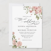 Elegant Rustic Chic Blush Pink Floral Wedding Kaart (Voorkant)