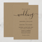 Elegant Rustic Chic Kraft Paper Wedding Kaart (Voorkant / Achterkant)