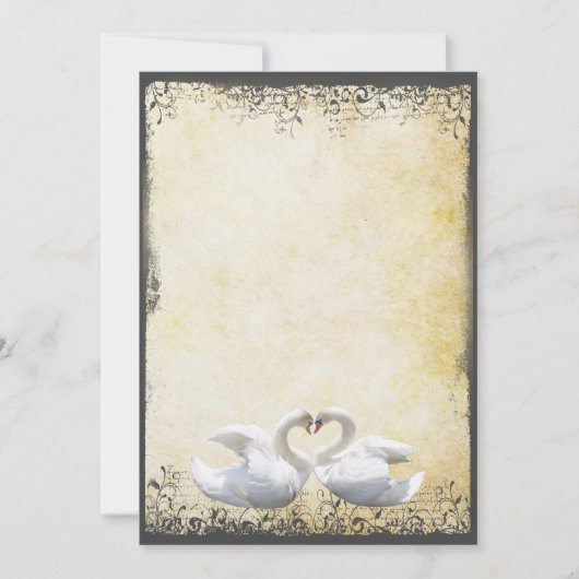 Elegant Rustic Chic Swan Tortelduifjes Wedding Kaart (Voorkant)