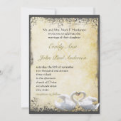 Elegant Rustic Chic Swan Tortelduifjes Wedding Kaart (Achterkant)
