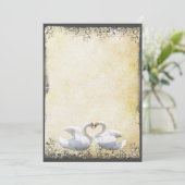 Elegant Rustic Chic Swan Tortelduifjes Wedding Kaart (Staand voorkant)