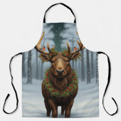 Elegant rustic Christmas moose winter landscape Schort (Voorkant)