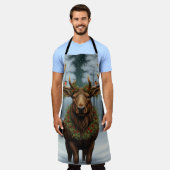 Elegant rustic Christmas moose winter landscape Schort (Gedragen)