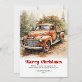 Elegant rustic Christmas scene red truck greeting Feestdagenkaart (Voorkant)