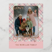 Elegant Rustic Classy Plaid Pattern Gold Folie Feestdagen Briefkaart (Voorkant)