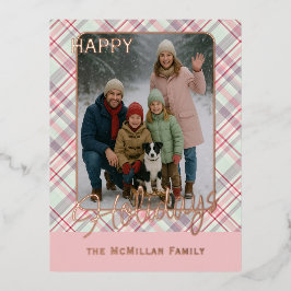 Elegant Rustic Classy Plaid Pattern Gold Folie Feestdagen Briefkaart