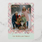 Elegant Rustic Classy Plaid Pattern Gold Folie Feestdagenkaart (Voorkant)