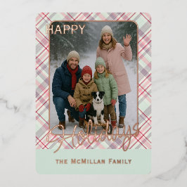 Elegant Rustic Classy Plaid Pattern Gold Folie Feestdagenkaart