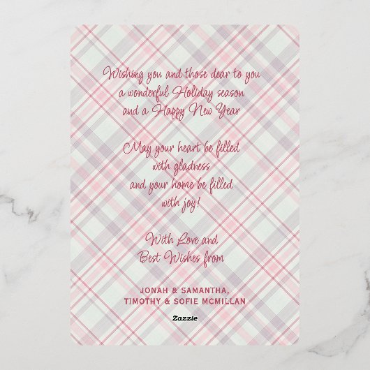 Elegant Rustic Classy Plaid Pattern Gold Folie Feestdagenkaart (Achterkant)