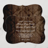 Elegant Rustic Country Damask Wedding Invitations Kaart (Voorkant / Achterkant)