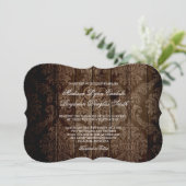 Elegant Rustic Country Damask Wedding Invitations Kaart (Staand voorkant)
