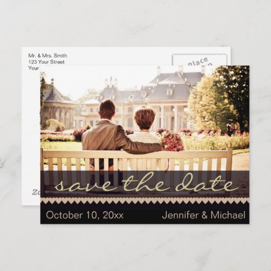 Elegant Rustic Country Sla de datum op Aankondigingskaart (Voorkant / Achterkant)