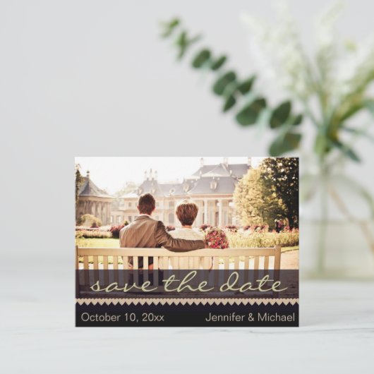 Elegant Rustic Country  Sla de datum op Aankondigingskaart (Staand voorkant)