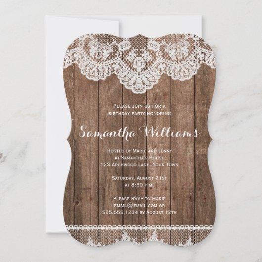 Elegant Rustic Country Wood & Lace Birthday Kaart (Voorkant)