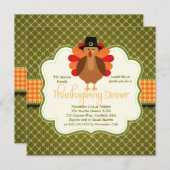 Elegant Rustic Cute Turkey Thanksgiving Dinner Kaart (Voorkant / Achterkant)