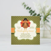 Elegant Rustic Cute Turkey Thanksgiving Dinner Kaart (Staand voorkant)