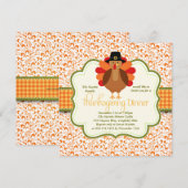 Elegant Rustic Cute Turkey Thanksgiving Dinner Kaart (Voorkant / Achterkant)