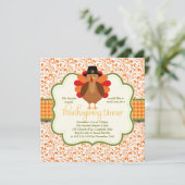 Elegant Rustic Cute Turkey Thanksgiving Dinner Kaart (Staand voorkant)
