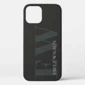 Elegant Rustic Dark Dusky Green Black Monogram Case-Mate iPhone Case (Achterkant)
