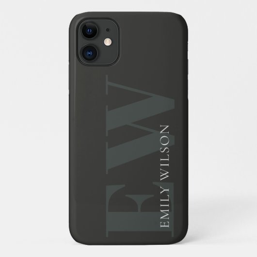 Elegant Rustic Dark Dusky Green Black Monogram Case-Mate iPhone Case (Achterkant)