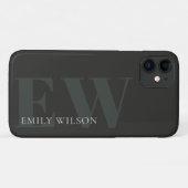 Elegant Rustic Dark Dusky Green Black Monogram Case-Mate iPhone Case (Achterkant (horizontaal))