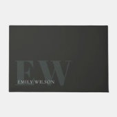 Elegant Rustic Dark Dusky Green Black Monogram Deurmat (Voorkant)
