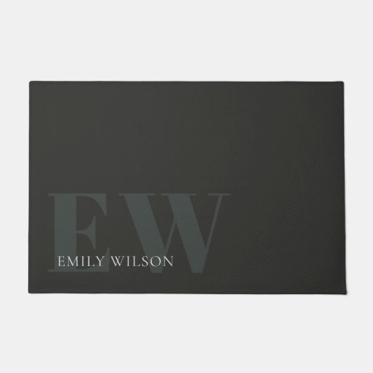 Elegant Rustic Dark Dusky Green Black Monogram Deurmat (Voorkant)