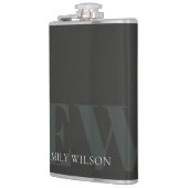 Elegant Rustic Dark Dusky Green Black Monogram Heupfles (Links)