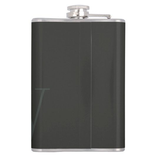 Elegant Rustic Dark Dusky Green Black Monogram Heupfles (Achterkant)