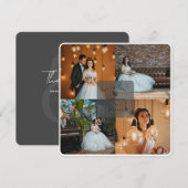 Elegant Rustic Dark Gray 4 Foto Collage Wedding Bedankkaart (Voorkant / Achterkant)