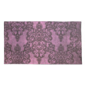 Elegant Rustic Distsed Paars Damask Patroon Kussensloop (Achterkant-Links)