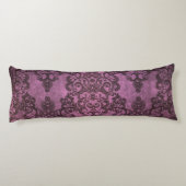 Elegant Rustic Distsed Paars Damask Patroon Lichaamskussen (Achterkant)