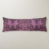 Elegant Rustic Distsed Paars Damask Patroon Lichaamskussen (Voorkant)