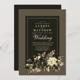 Elegant Rustic Dried Floral Autumn Wedding Kaart