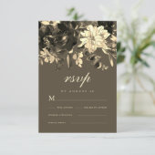 Elegant Rustic Dried Floral Autumn Wedding RSVP Kaartje (Staand voorkant)