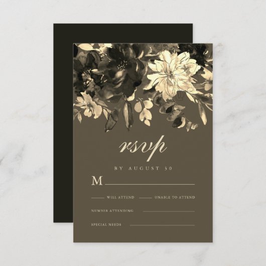 Elegant Rustic Dried Floral Autumn Wedding RSVP Kaartje (Voorkant / Achterkant)