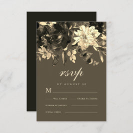 Elegant Rustic Dried Floral Autumn Wedding RSVP Kaartje