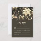 Elegant Rustic Dried Floral Chocolate Brown RSVP Kaartje (Voorkant)