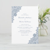 Elegant Rustic Dusty Blue Lace Wedding Invitations Kaart (Staand voorkant)