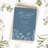 Elegant Rustic Dusty Blue Wildflower Vrijgezellenf Kaart